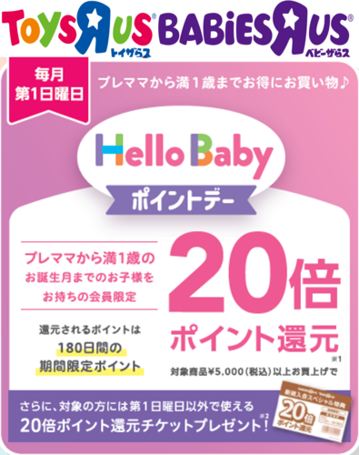 トイザらスより　4月ハローベビーポイントデーのお知らせ！